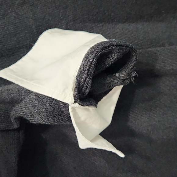 New York & Company Black Knit Acrylic Sweater Woven Cotton Faux Undershirt XS - Picture 6 of 8